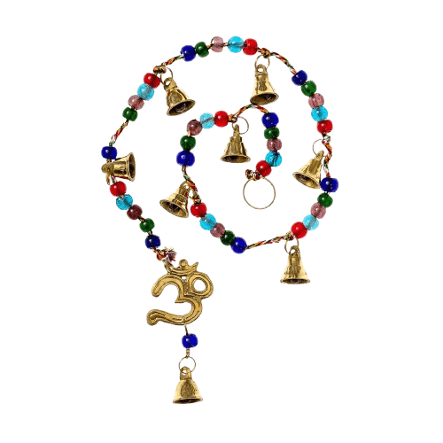 BRASS & BEADS WIND CHIME OM DESIGN (POLISH)